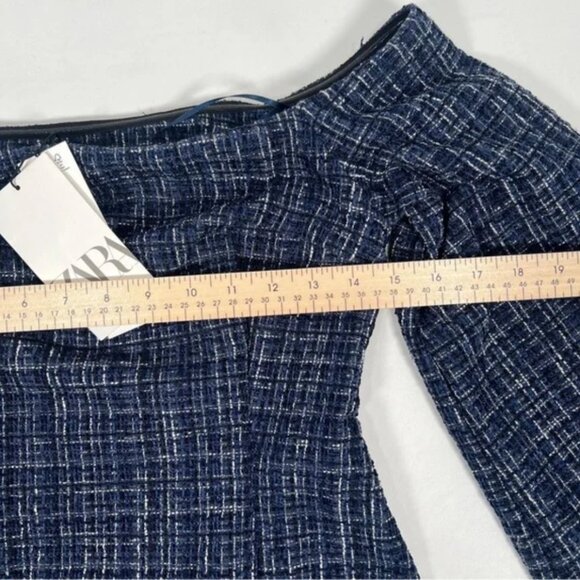 NWT ZARA Tweed Textured Off Shoulder Top Flare Sleeve 8741/257/030 Size SMALL - Picture 10 of 15